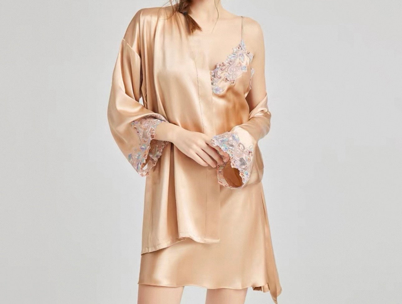 Silk Satin Robe & Slip Dress Set